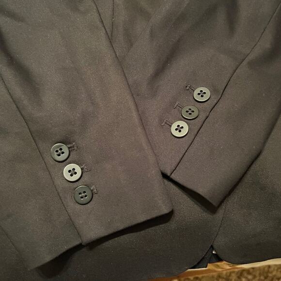 Chico's black lapel blazer lined with white polka dots office career Sz 1 US Med - Picture 5 of 11